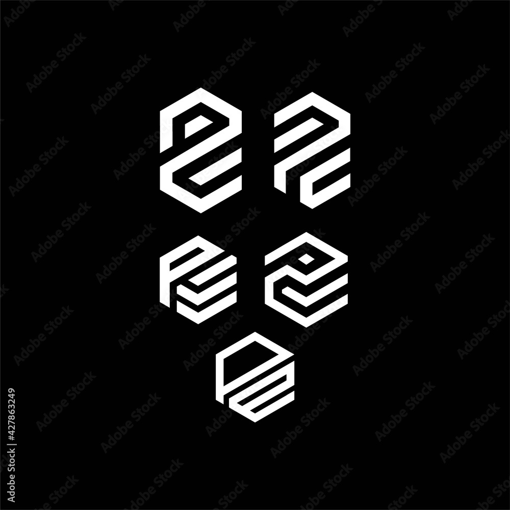 set initial letter p and e hexagon logo design set initial letter p and e hexagon logo design