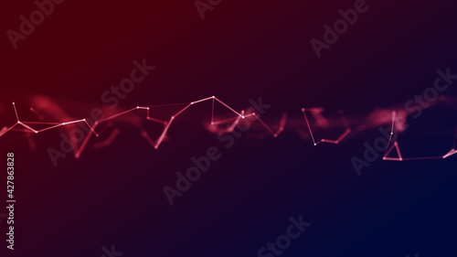 Abstract Digital Data Plexus Technology Background/ 4k animation of an abstract plexus shape technology background with low polygons lines and dots for network digital data concept and communication