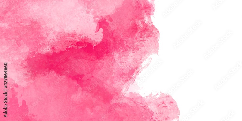 Pink  brush paint watercolor background texture from illustration, equipment isolated on white background.with copy space