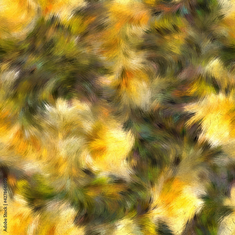 Obraz premium Seamless faux digital painted floral pattern print. High quality illustration. Procedural painting with realistic brush strokes in impressionistic style. Abstract art for surface design and print.