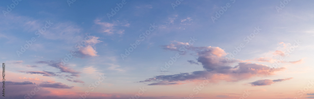 panorama of a bright sky at sunset or sunrise