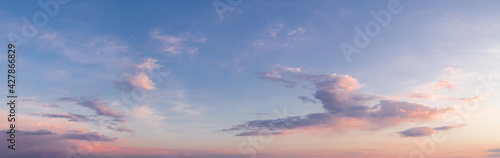 panorama of a bright sky at sunset or sunrise