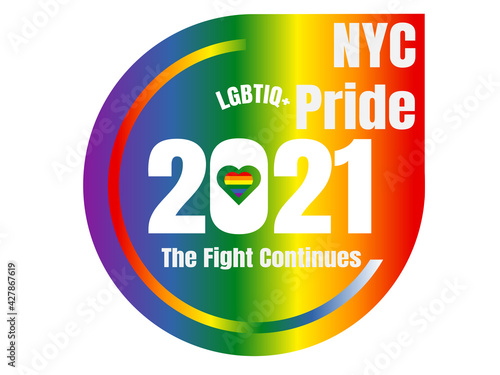 Current year with heart and its representative colors and the motto of this year in circular form.