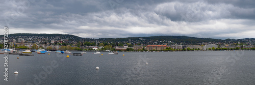 Obraz na płótnie Panoramic view of Lake Zurich, cloudy autumn day, Canton Zurich, Switzerland w salonie