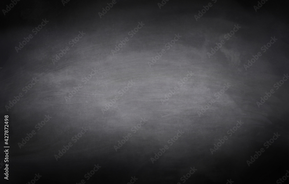 Chalkboard texture background with grunge dirt white chalk on blank black board billboard wall