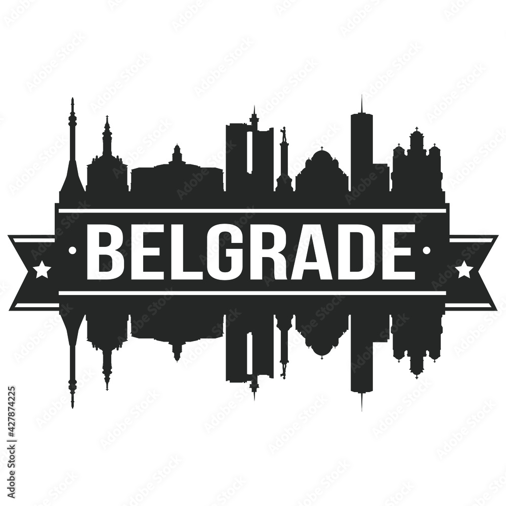 Belgrade Serbia Skyline Banner Vector Design Silhouette Art ollustration Stencil.