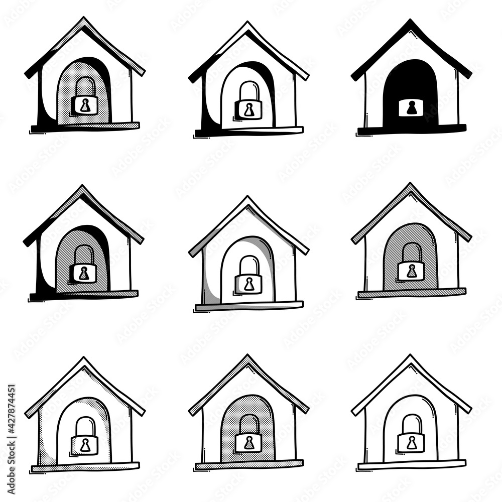 lock house doodle vector icon. Drawing sketch illustration hand drawn line eps10 lock house doodle vector icon. Drawing sketch illustration hand drawn line eps10