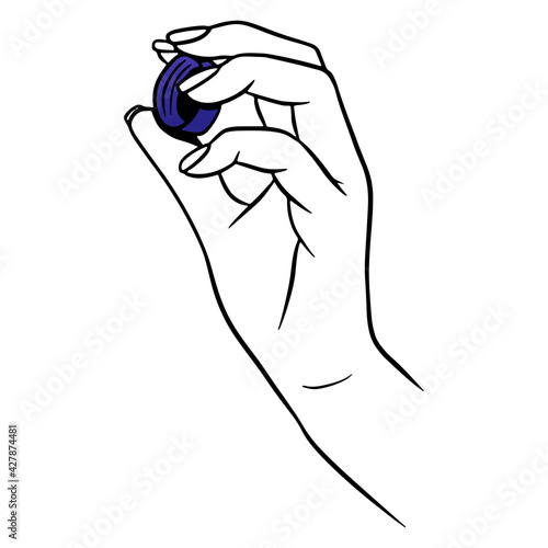 Bottle cork in hand. Cork from a plastic bottle. Cartoon style. Vector illustration.