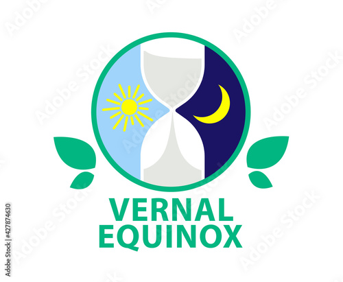 Vernal equinox. Day of spring equinox. Day and Night background. Design concept.