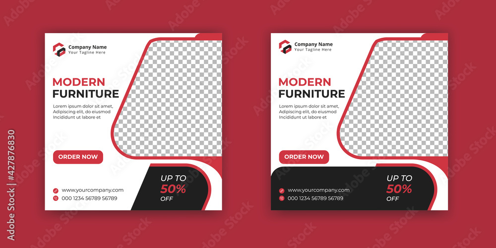 Furniture social media post banner template. Minimal square social media promotion templates Furniture social media post banner template. Minimal square social media promotion templates