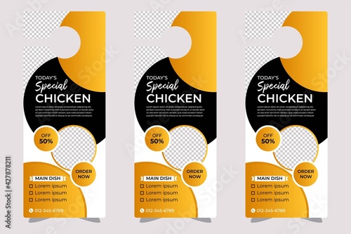 Food restaurant chicken door hanger design template
