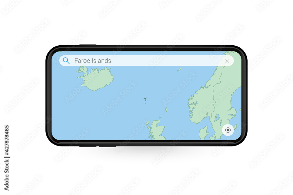 Searching map of Faroe Islands in Smartphone map application. Map of Faroe Islands in Cell Phone. Searching map of Faroe Islands in Smartphone map application. Map of Faroe Islands in Cell Phone.