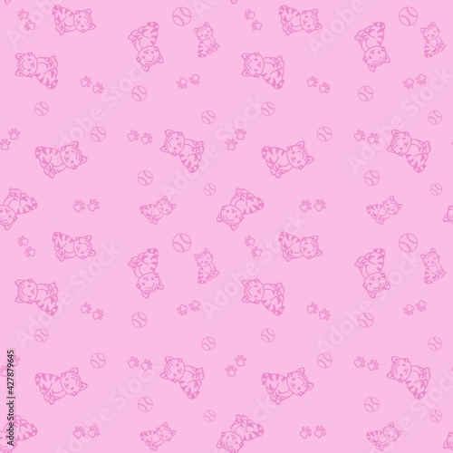 Seamless pattern with cat