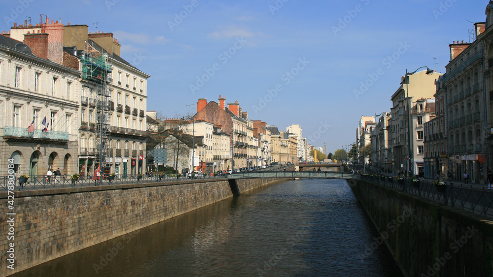 quays of river vilaine in rennes (brittany - france) 