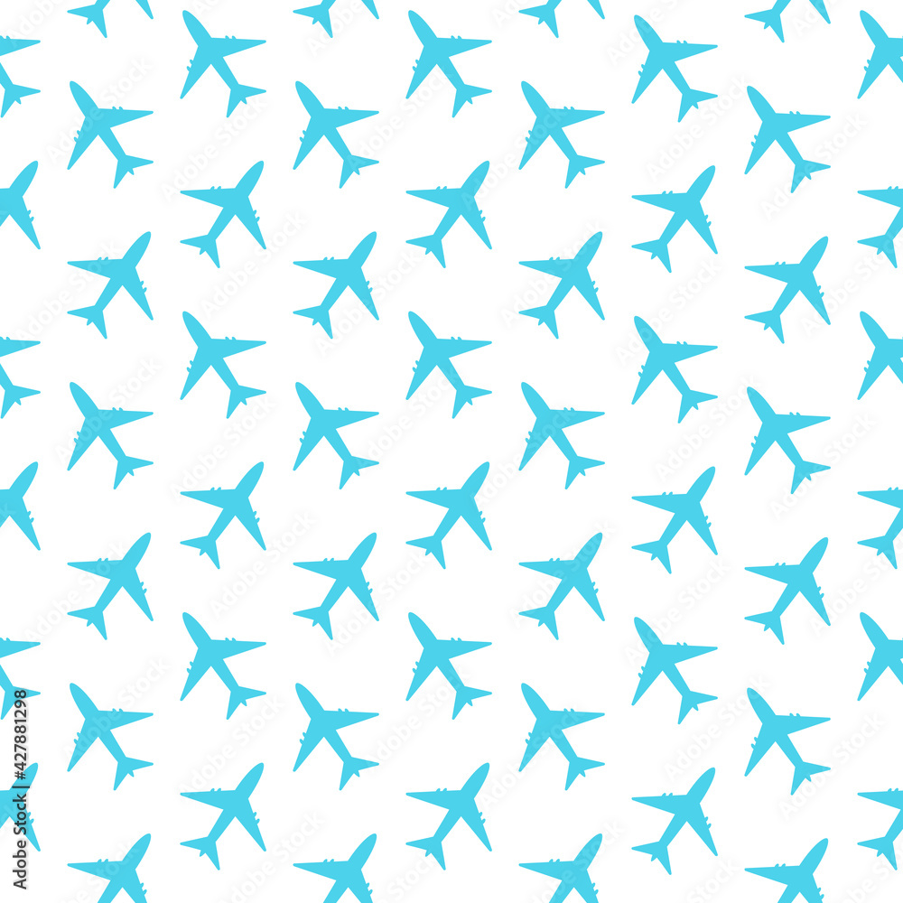 Blue plane seamless pattern in flat style. Isolated on a white background. Airplane vector icon
Blue plane seamless pattern in flat style. Isolated on a white background. Airplane vector icon