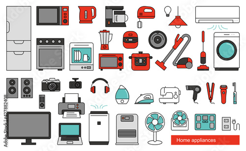 Home appliances vector icon 家電アイコンセット