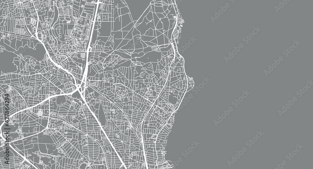 Urban vector city map of Charlottenlund, Denmark