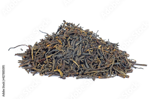 Pile of black tea isolated on a white background