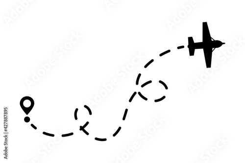 Airplane and its trail on a white background. Vector illustration