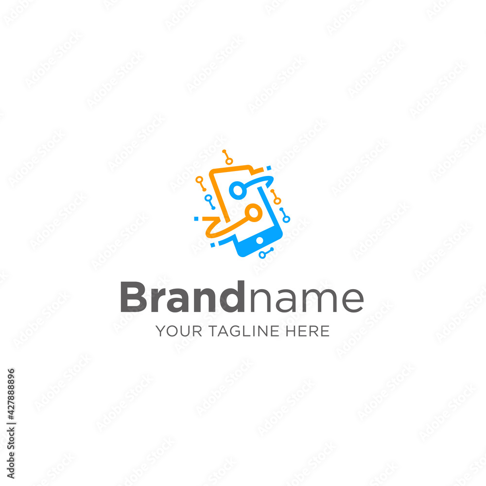 Hand phone repair logo design, logo can be used for electronic service or gadget shop, mobile phone repair service