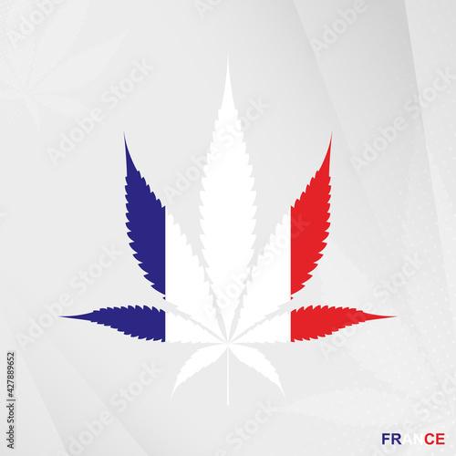 Flag of France in Marijuana leaf shape. The concept of legalization Cannabis in France.