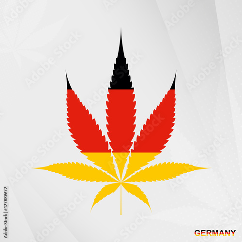 Flag of Germany in Marijuana leaf shape. The concept of legalization Cannabis in Germany.
