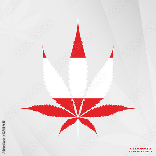 Flag of Austria in Marijuana leaf shape. The concept of legalization Cannabis in Austria.