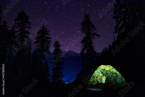 tent in the woods at a starry night © Kartik