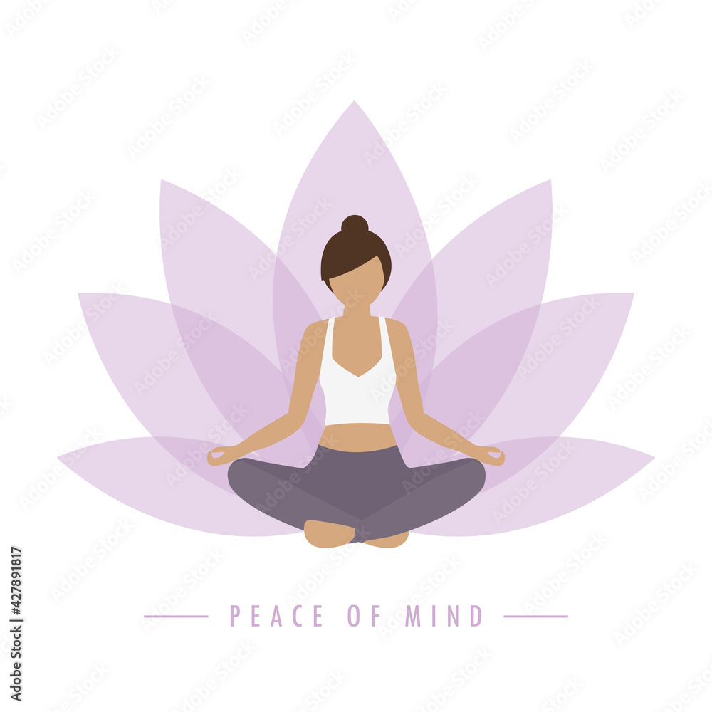 yoga girl on colorful lotus flower background peace of mind yoga girl on colorful lotus flower background peace of mind