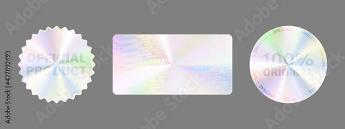 Product Certification Symbol. Hologram Sticker Set