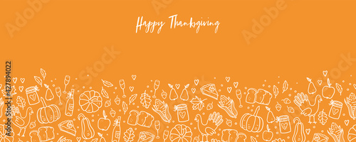 Lovely hand drawn Thanksgiving seamless pattern, cute doodle background, great for banners, wallpapers, wrapping, textiles - vector design