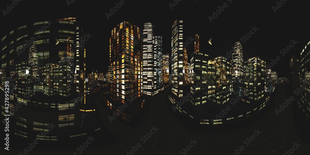 Night city. HDRI . equidistant projection. Spherical panorama. panorama ...
