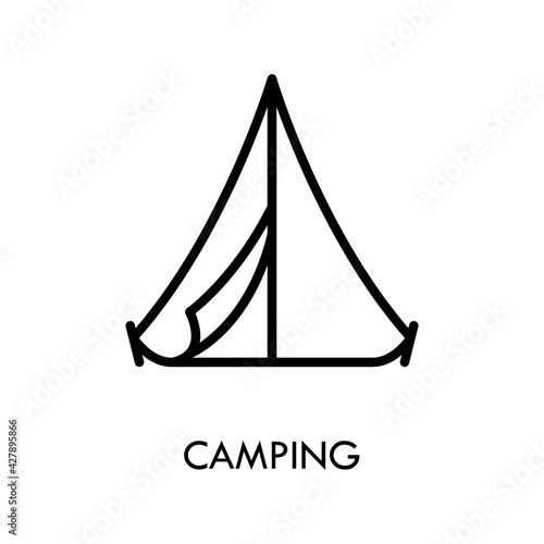Camping tent flat line icon. Sport and tourism simple vector illustration. Outline sign for mobile concept and web design, store
