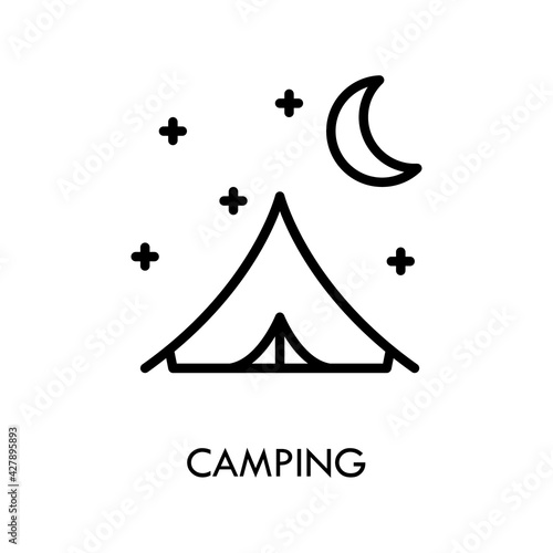 Camping tent flat line icon. Sport and tourism simple vector illustration. Outline sign for mobile concept and web design, store