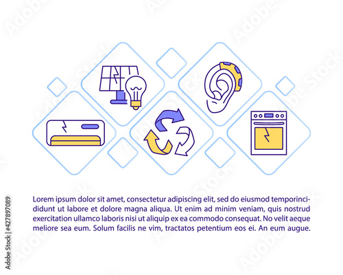 Electrical and electronic equipment concept line icons with text. PPT page vector template with copy space. Brochure, magazine, newsletter design element. Household waste linear illustrations on white
