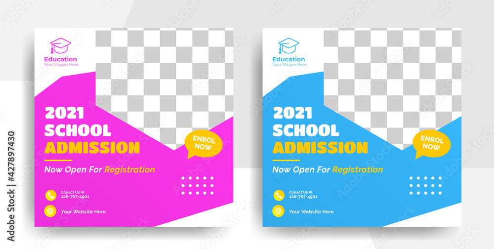 trendy school university and college education social media post flyer and web banner template, back to school online education promotion cover layout trendy school university and college education social media post flyer and web banner template, back to school online education promotion cover layout