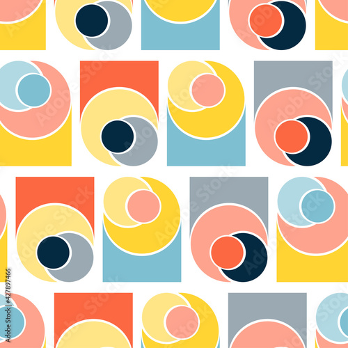 geometric shapes, circle, month, vector graphics and a set of abstract background vectors. Geometric grid banner template bright presentation illustration