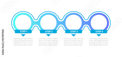 Empty gradient circles steps vector infographic template. Blank presentation design elements with text space. Data visualization with 4 steps. Process timeline chart. Workflow layout with copyspace