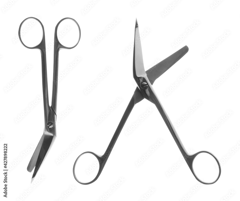 Surgical scissors on white background. Medical instrument Surgical scissors on white background. Medical instrument