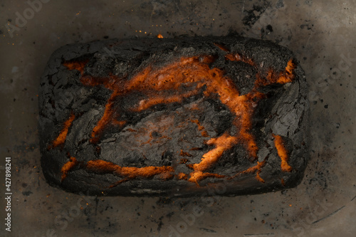 Dark Food photography, Burnt bread, text space