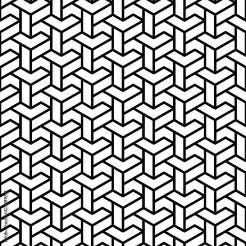 Fototapeta Naklejka Na Ścianę i Meble -  Seamless background for your designs. Modern black and white black and white ornament. Geometric abstract pattern