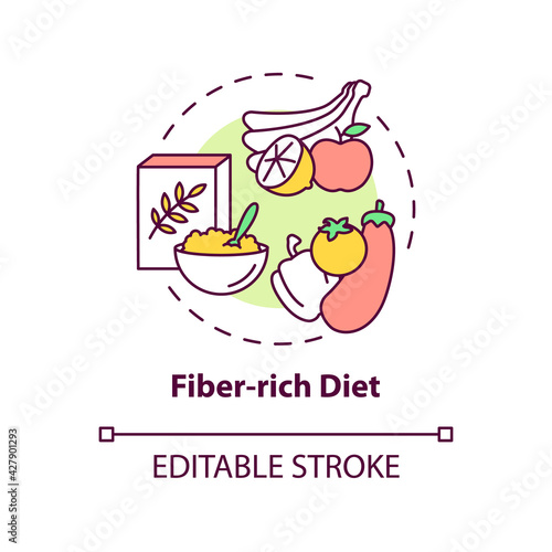 Fiber-rich diet concept icon. Liver health requirement idea thin line illustration. Wholegrain oats. Lowering cholesterol levels. Vector isolated outline RGB color drawing. Editable stroke