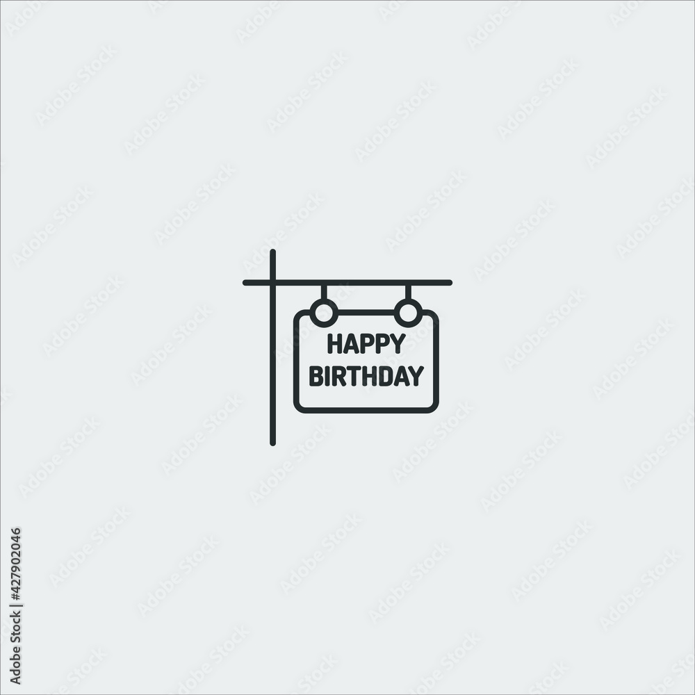 happy birthday, icon vector icon.Editable stroke.linear style sign for use web design and mobile apps,logo.Symbol illustration.Pixel vector graphics - Vector