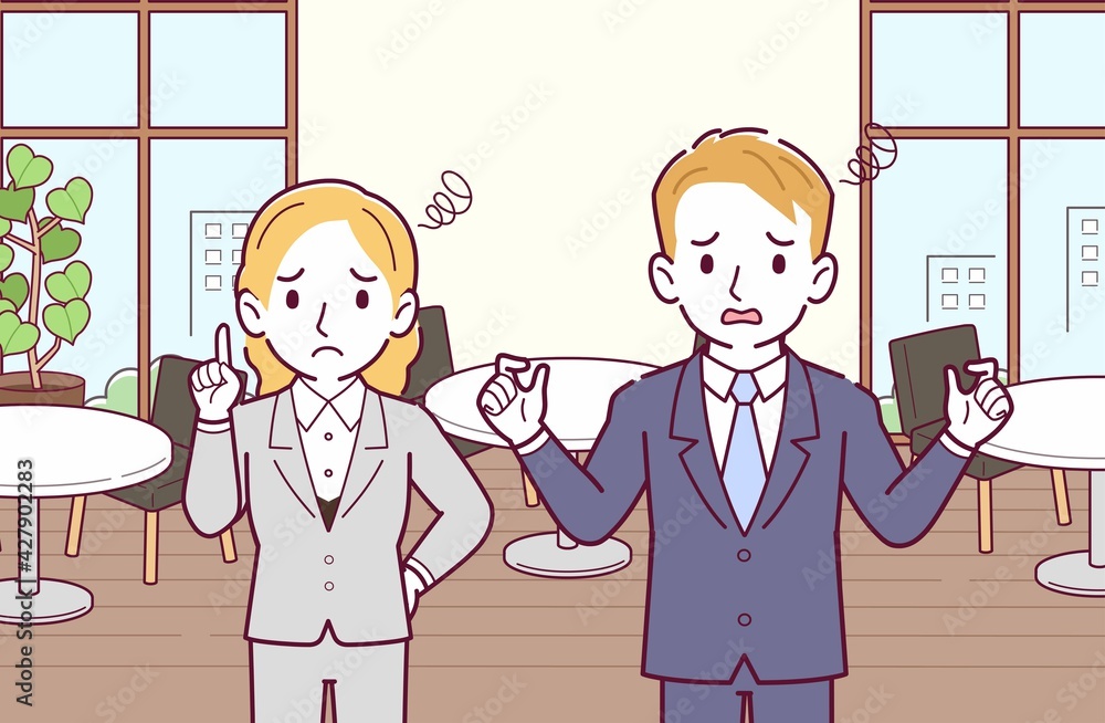 ビジネススーツを着た二人の金髪の人