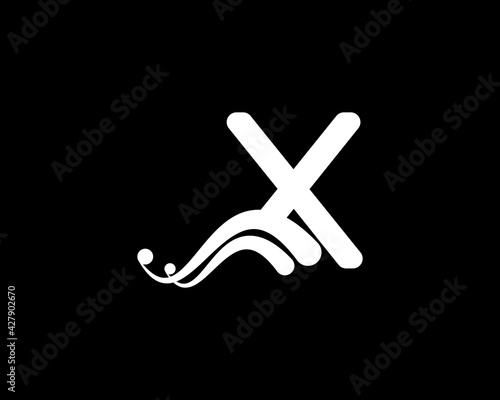 Corporation Letter X Logo With Creative Swoosh Liquid Icon in Black Color, Vector Template Element