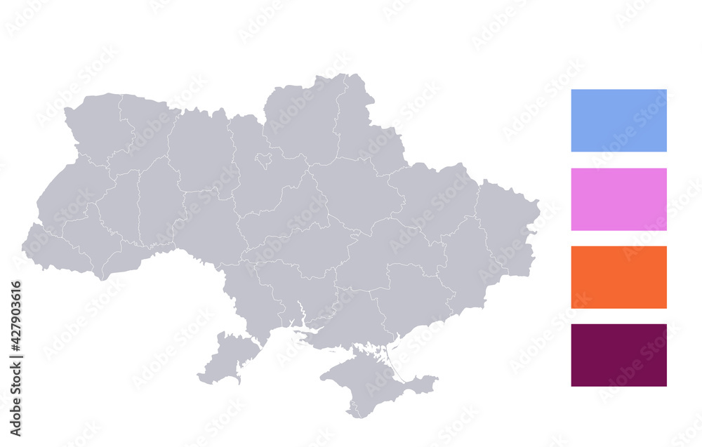 Infographics of Ukraine map, individual regions blank