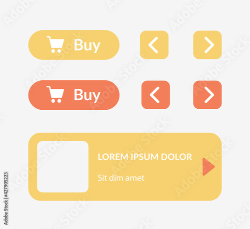 Shopping UI elements kit. Add to cart option. Buy button isolated vector icon, bar and dashboard template. Web design widget collection for mobile application with light theme interface