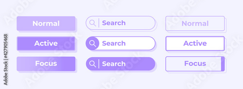 Active and inactive options UI elements kit. Choose settings, search tab isolated vector icon, bar, dashboard template. Web design widget collection for mobile application with light theme interface