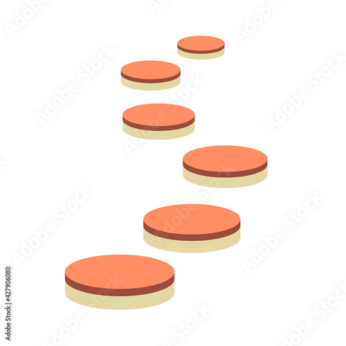 Round brick or block vector icon. That stone, rock or concrete for landscape by paving in outdoor, park, yard or garden to create pavement floor, path, walkway or pathway. Also for sidewalk or road.