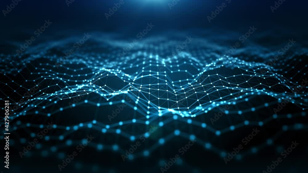 Digital cyberspace futuristic, Particles wave flowing with lines and dots connection, Technology network abstract background. Digital cyberspace futuristic, Particles wave flowing with lines and dots connection, Technology network abstract background.
